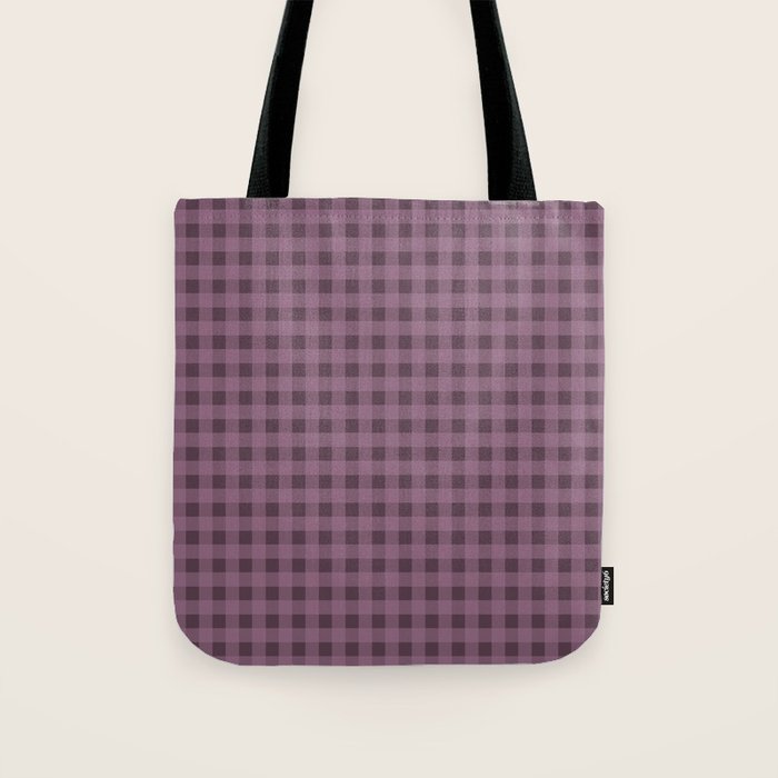 Gingham Check Pattern in Plum Mauve Tote Bag Gallery Image 1