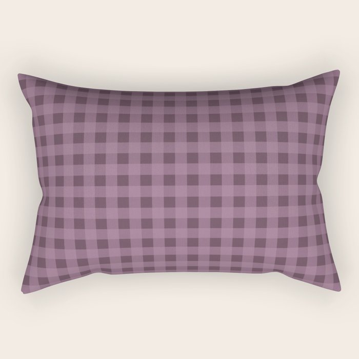 Gingham Check Pattern in Plum Mauve Rectangular Pillow Gallery Image 1