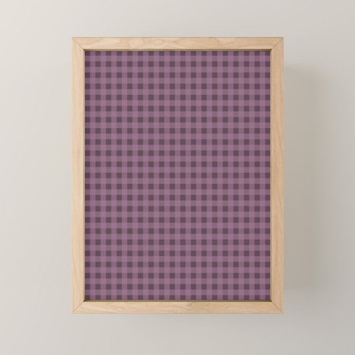 Gingham Check Pattern in Plum Mauve Mini Art Print Gallery Image 1