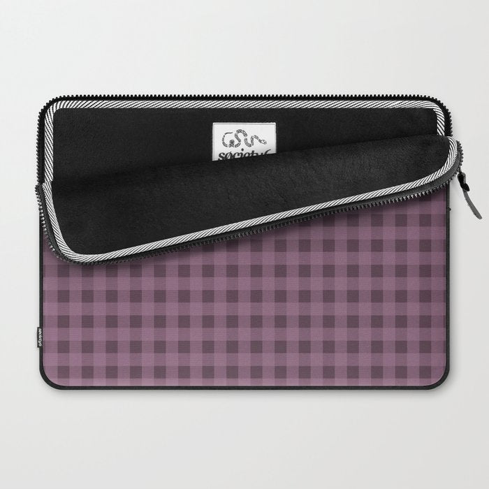 Gingham Check Pattern in Plum Mauve Laptop Sleeve Gallery Image 2