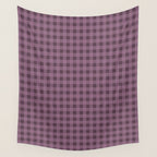 Gingham Check Pattern in Plum Mauve Wall Tapestry Gallery Image 4