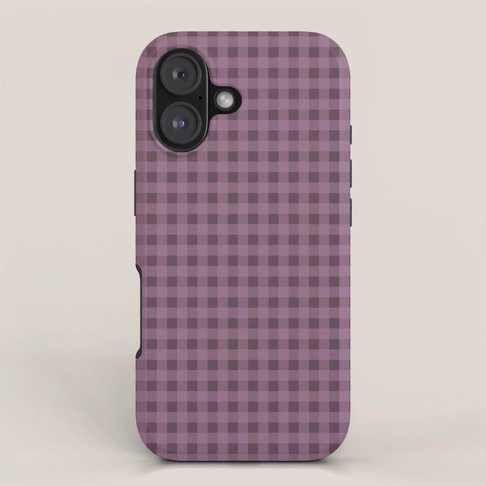 Gingham Check Pattern In Plum Mauve Iphone Case