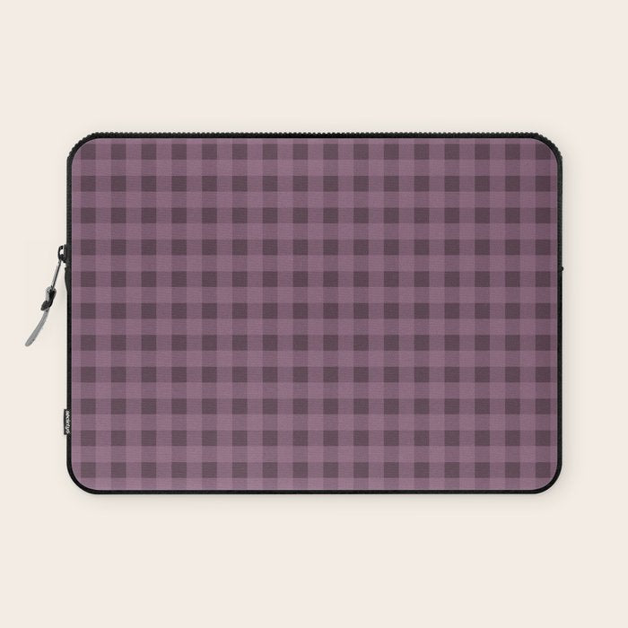 Gingham Check Pattern in Plum Mauve Laptop Sleeve Gallery Image 1