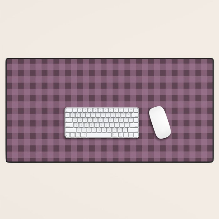Gingham Check Pattern in Plum Mauve Desk Mat Gallery Image 1