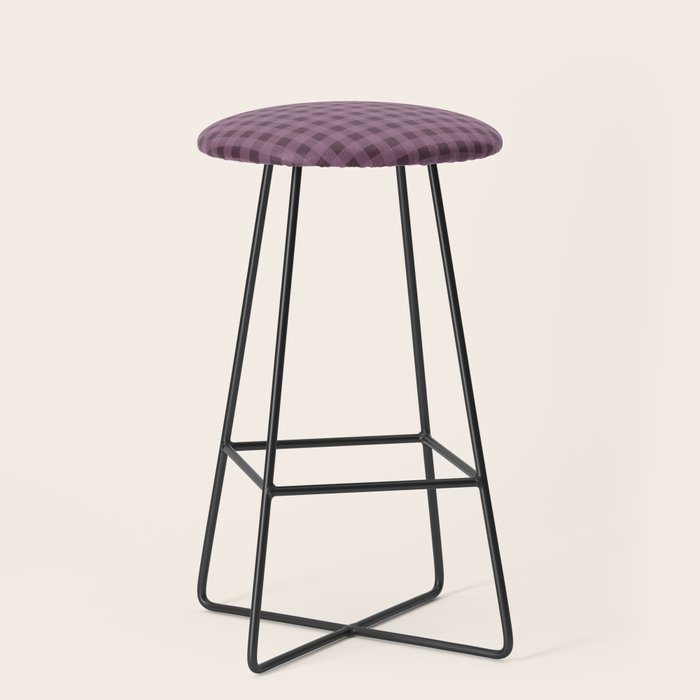 Gingham Check Pattern in Plum Mauve Stool Gallery Image 1