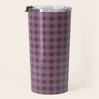 Gingham Check Pattern in Plum Mauve Travel Mug Gallery Image 3