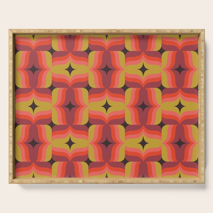 Retro Crimson Ceramic Serving Tray Gallery Image 1