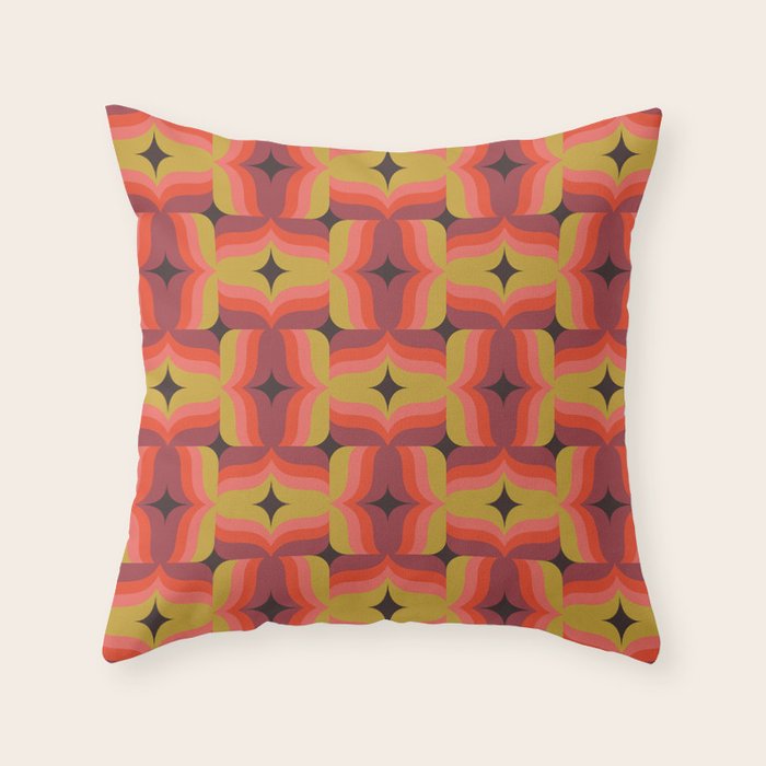 Retro Crimson Ceramic Throw Pillow Gallery Image 1