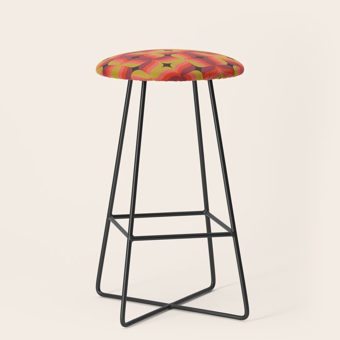 Retro Crimson Ceramic Stool Gallery Image 1