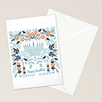 Floral Hanukkah Menorah Stationery Card Gallery Image 2