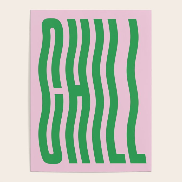 Chill Pink and Green Wavey Poster Gallery Image 1