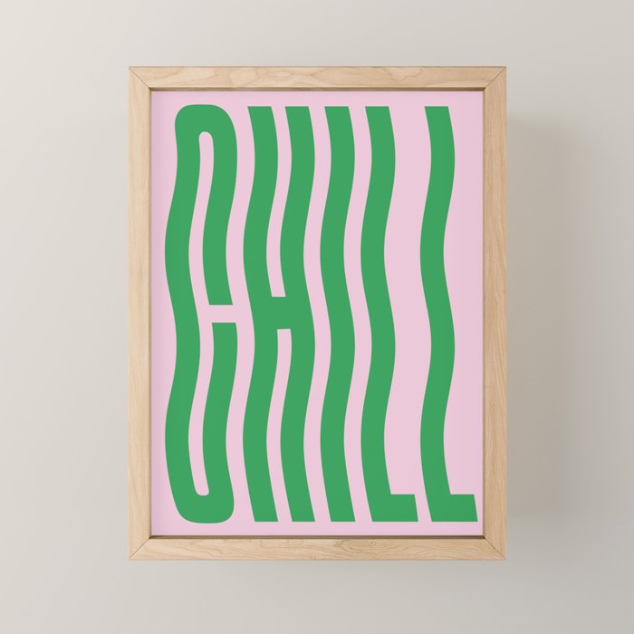 Chill Pink and Green Wavey Mini Art Print Gallery Image 1