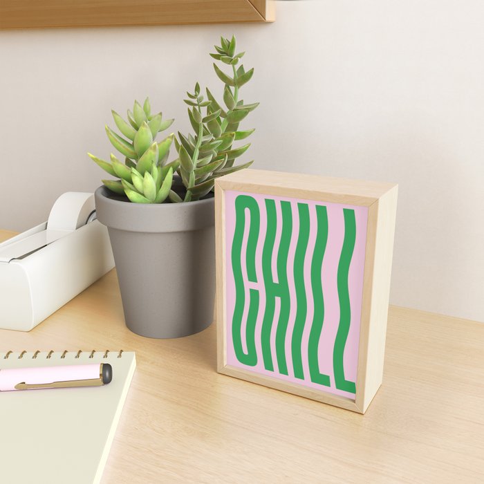 Chill Pink and Green Wavey Mini Art Print Gallery Image 2