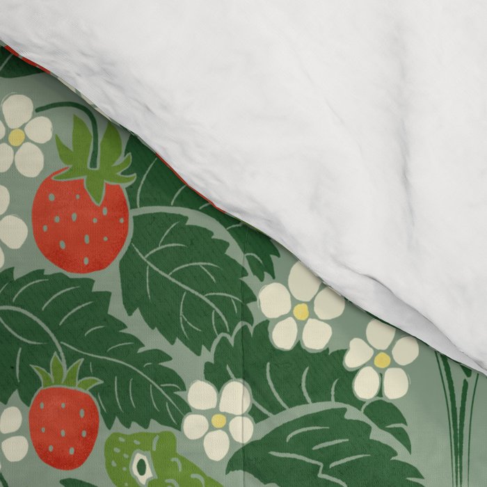 Frogs And Wild Strawberries On Pale Green Comforter Gallery Image 4