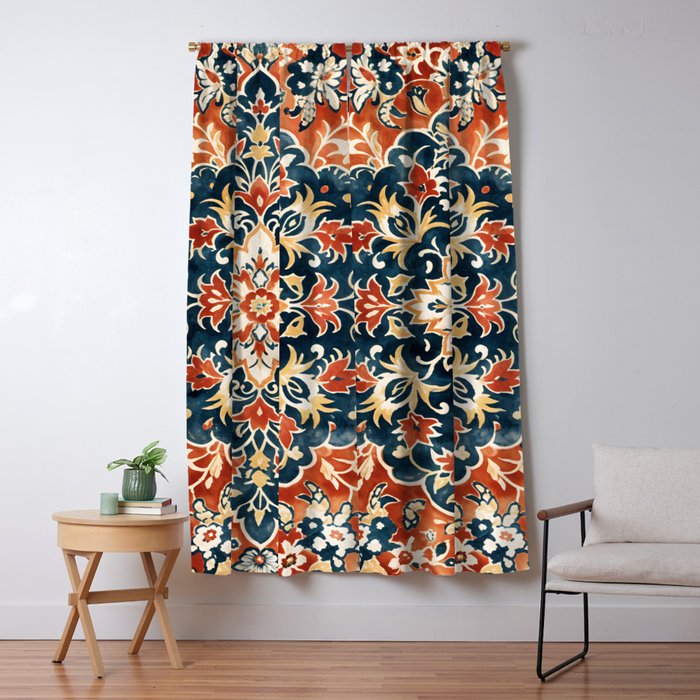 Indigo and Floral Spice Mandala Window Curtain Gallery Image 5