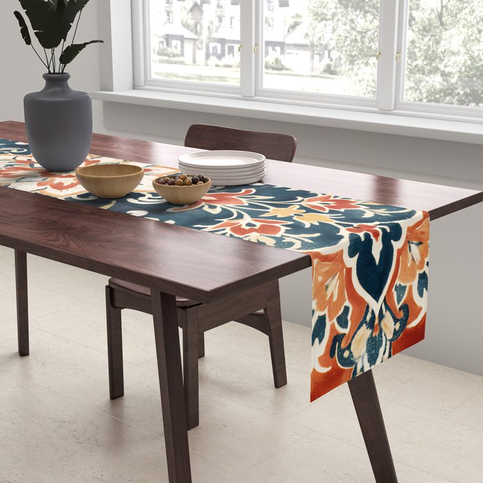 Indigo and Floral Spice Mandala Table Runner Gallery Image 2