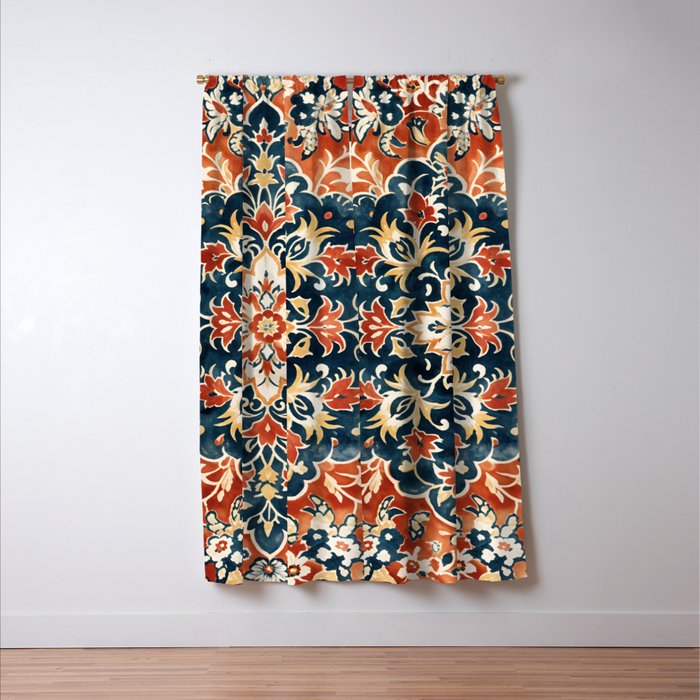 Indigo and Floral Spice Mandala Window Curtain Gallery Image 3