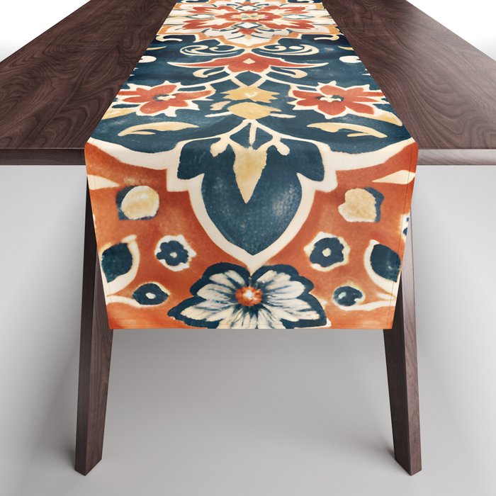 Indigo and Floral Spice Mandala Table Runner Gallery Image 1
