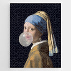 Girl with pearl earring blowing bubble gum Jigsaw Puzzle Gallery Image 1
