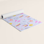 Happy Smiley Face & Retro Rainbows in Periwinkle & Pink Yoga Mat Gallery Image 2