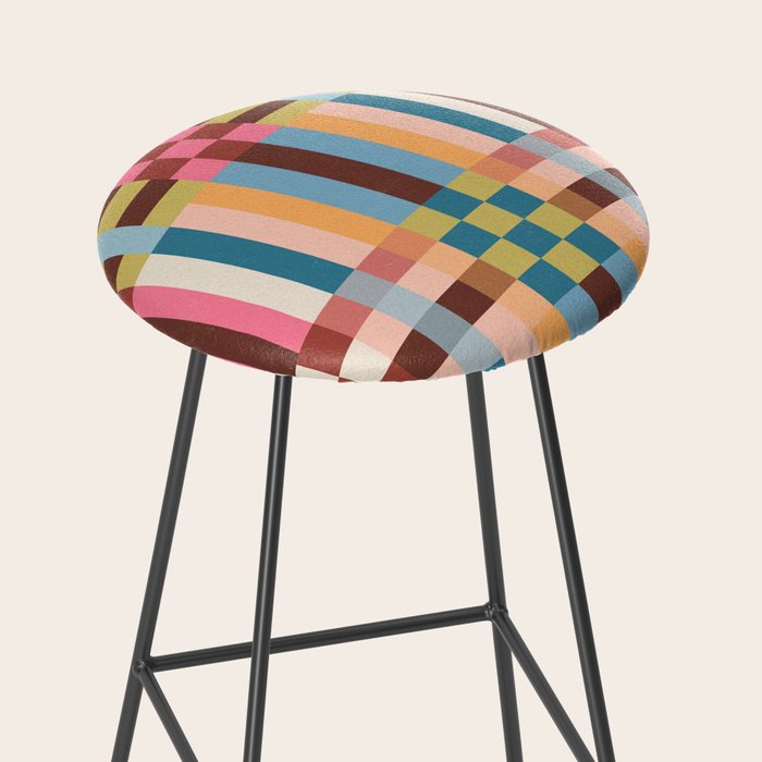 Woven Checks and Stripes Multicolored Stool Gallery Image 2