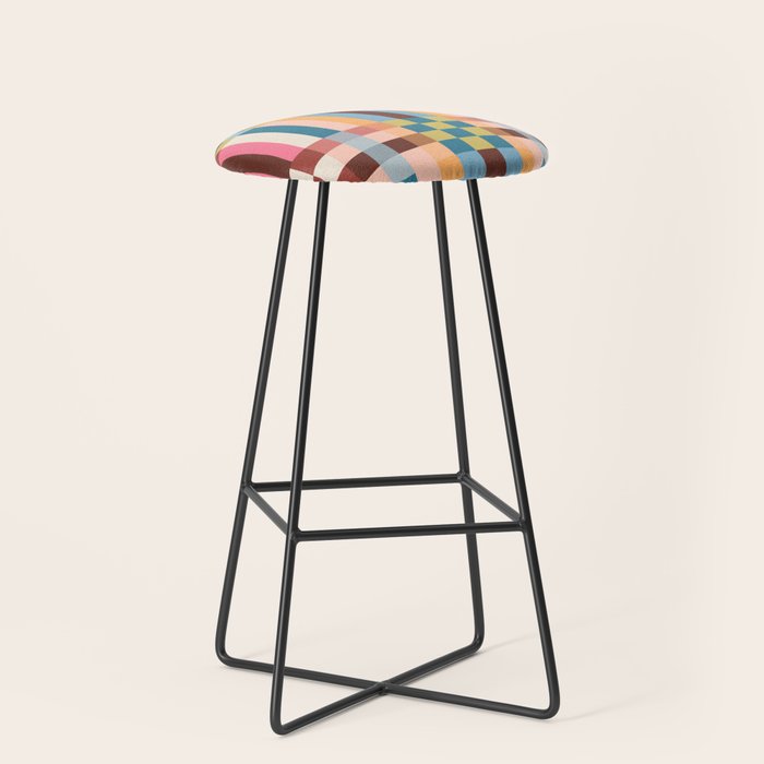 Woven Checks and Stripes Multicolored Stool Gallery Image 1