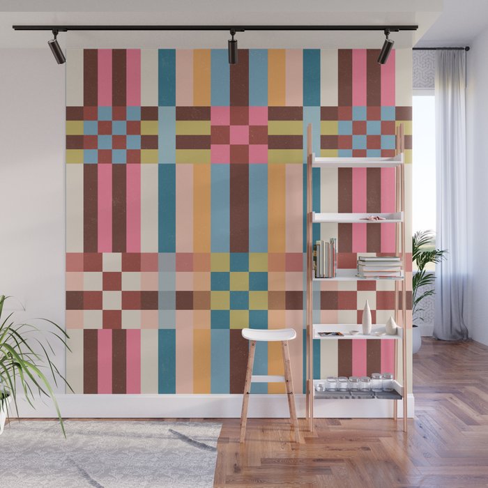 Woven Checks and Stripes Multicolored Wall Mural Gallery Image 1
