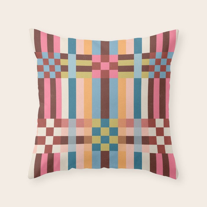 Woven Checks and Stripes Multicolored Throw Pillow Gallery Image 1