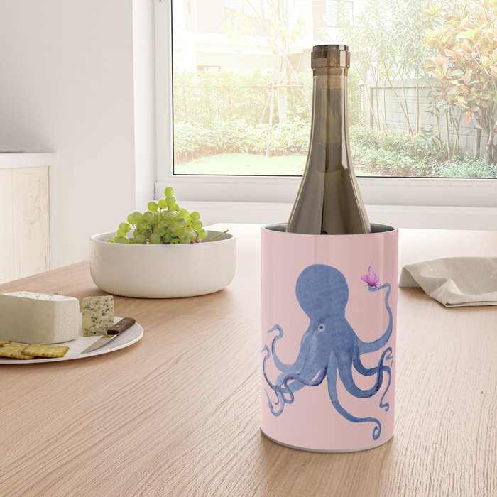 Blue Octopus and Butterfly Wine Chiller Gallery Image 4