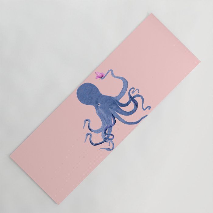 Blue Octopus and Butterfly Yoga Mat Gallery Image 1