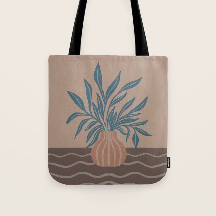 Modern Vase with Tropical Leaves Tote Bag Gallery Image 1