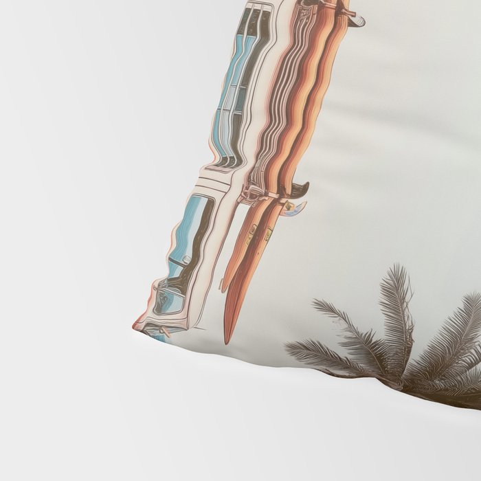 Surf Van I - Vintage Coastal Adventure Print Pillow Sham Gallery Image 4