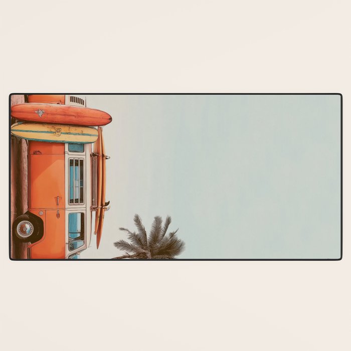 Surf Van I - Vintage Coastal Adventure Print Desk Mat Gallery Image 3