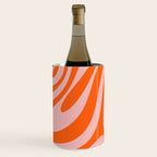 Groovy Abstract Retro Contemporary Wavy Loops Pattern Orange Blush Wine Chiller Gallery Image 2