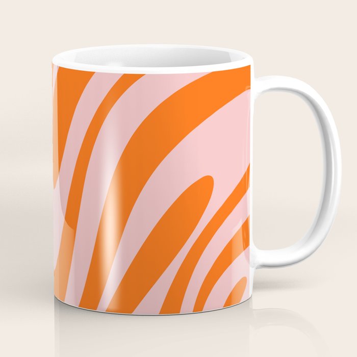 Groovy Abstract Retro Contemporary Wavy Loops Pattern Orange Blush Coffee Mug Gallery Image 1