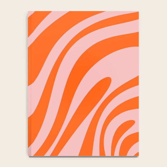 Groovy Abstract Retro Contemporary Wavy Loops Pattern Orange Blush Notebook Gallery Image 4