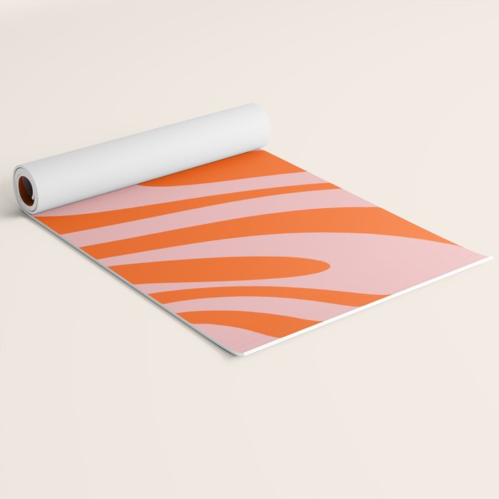 Groovy Abstract Retro Contemporary Wavy Loops Pattern Orange Blush Yoga Mat Gallery Image 2