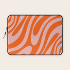 Groovy Abstract Retro Contemporary Wavy Loops Pattern Orange Blush Laptop Sleeve Gallery Image 1