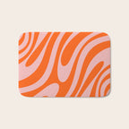 Groovy Abstract Retro Contemporary Wavy Loops Pattern Orange Blush Bath Mat Gallery Image 1