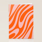 Groovy Abstract Retro Contemporary Wavy Loops Pattern Orange Blush Stationery Card Gallery Image 2