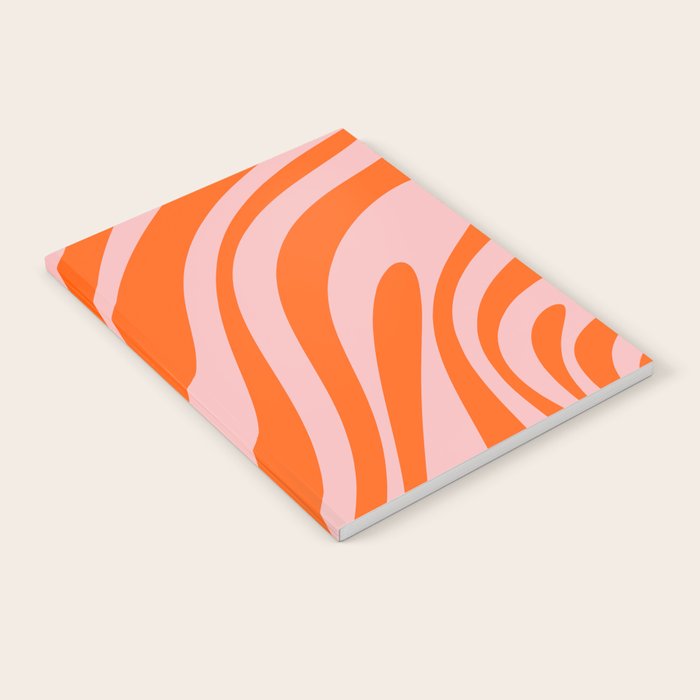 Groovy Abstract Retro Contemporary Wavy Loops Pattern Orange Blush Notebook Gallery Image 2