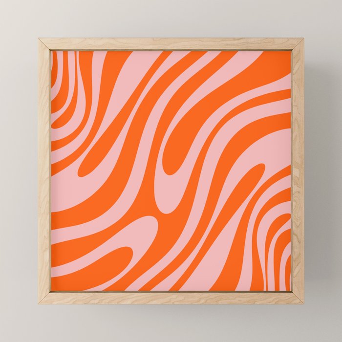 Groovy Abstract Retro Contemporary Wavy Loops Pattern Orange Blush Mini Art Print Gallery Image 1