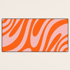 Groovy Abstract Retro Contemporary Wavy Loops Pattern Orange Blush Desk Mat Gallery Image 3