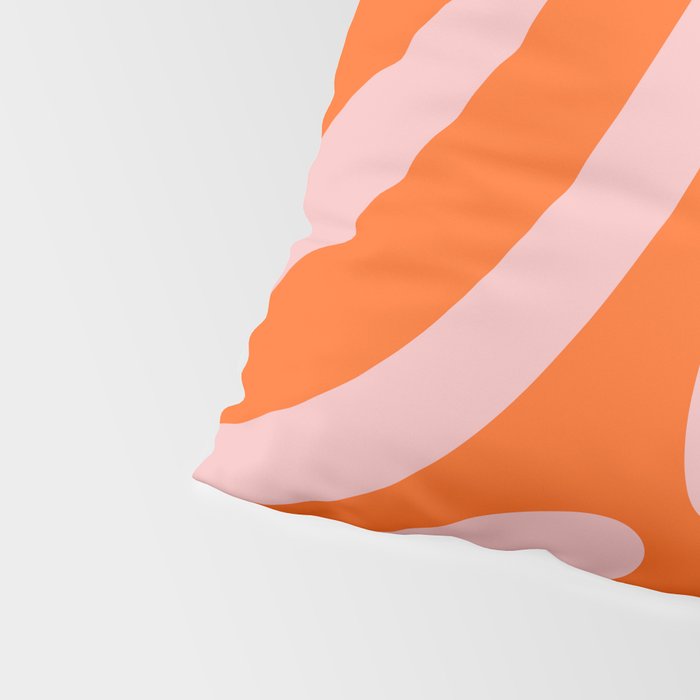 Groovy Abstract Retro Contemporary Wavy Loops Pattern Orange Blush Pillow Sham Gallery Image 4