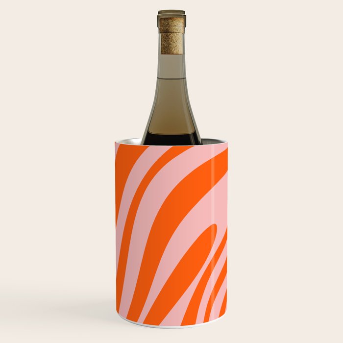 Groovy Abstract Retro Contemporary Wavy Loops Pattern Orange Blush Wine Chiller Gallery Image 3