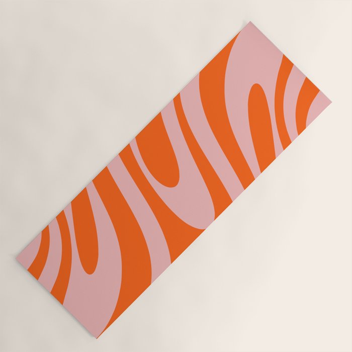Groovy Abstract Retro Contemporary Wavy Loops Pattern Orange Blush Yoga Mat Gallery Image 1
