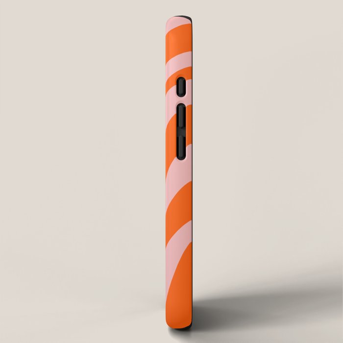 Groovy Abstract Retro Contemporary Wavy Loops Pattern Orange Blush iPhone Case Gallery Image 2