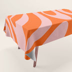Groovy Abstract Retro Contemporary Wavy Loops Pattern Orange Blush Tablecloth Gallery Image 1