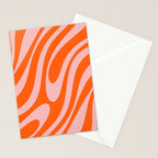 Groovy Abstract Retro Contemporary Wavy Loops Pattern Orange Blush Stationery Card Gallery Image 2