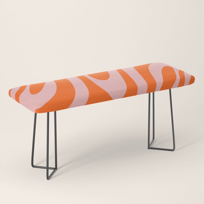 Groovy Abstract Retro Contemporary Wavy Loops Pattern Orange Blush Bench Gallery Image 1